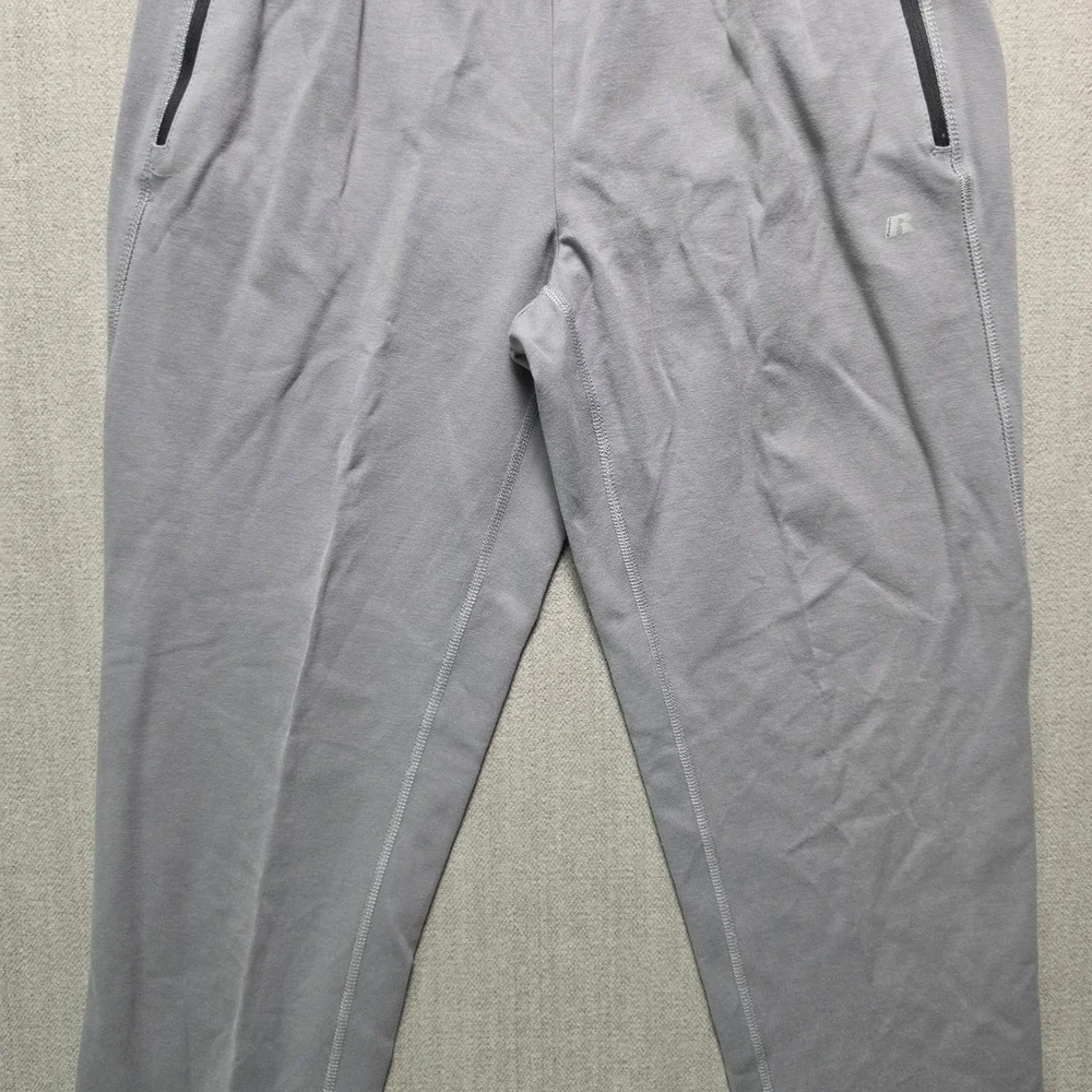 Russell Athletic Pants Mens L Grey Zipper Pockets Tapered Joggers